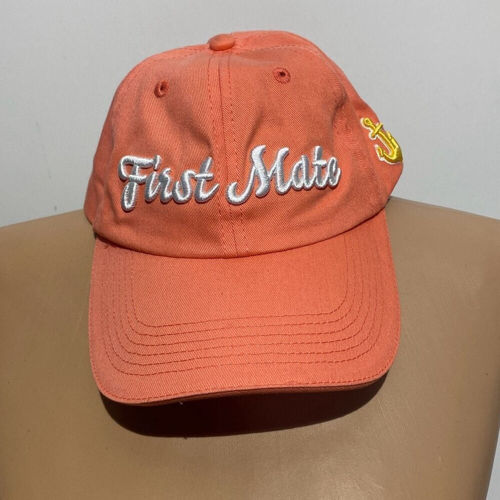First Mate Boating Fishing Baseball Cap Hat Anchor West Marine Pink‎ Adjustable
